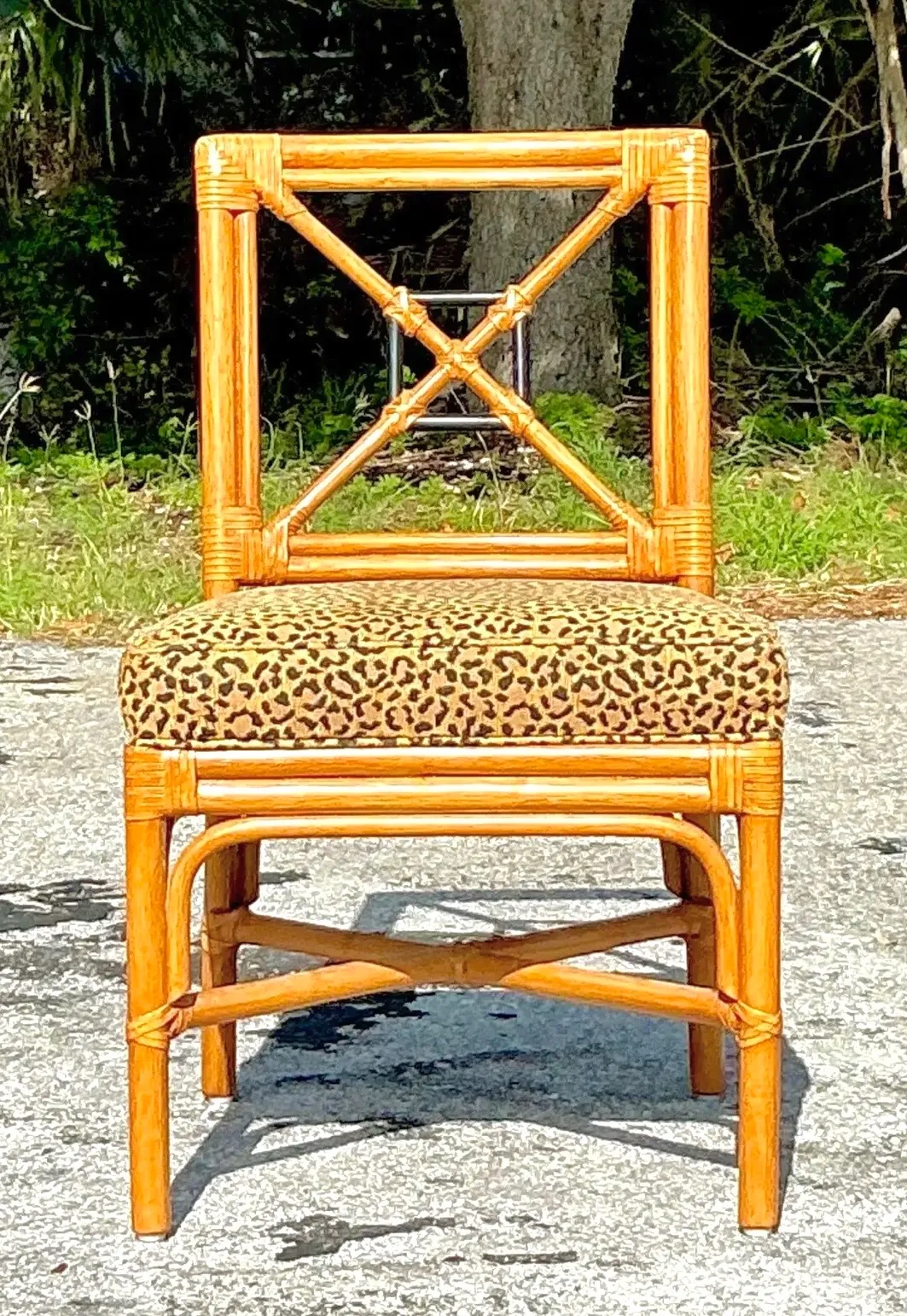 Vintage Coastal Target Back Rattan Chair — additional photo 3