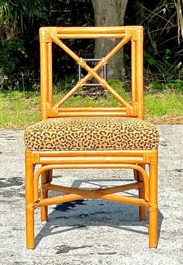Vintage Coastal Target Back Rattan Chair — additional photo 3