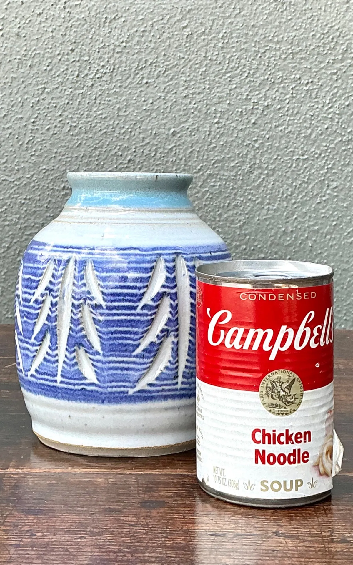Handcrafted Blue Ceramic Leaf Motif Vase — additional photo 2