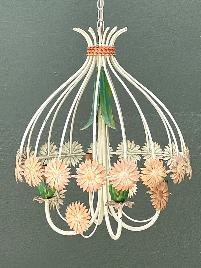 Vintage Tole Daisy Chandelier — additional photo 1