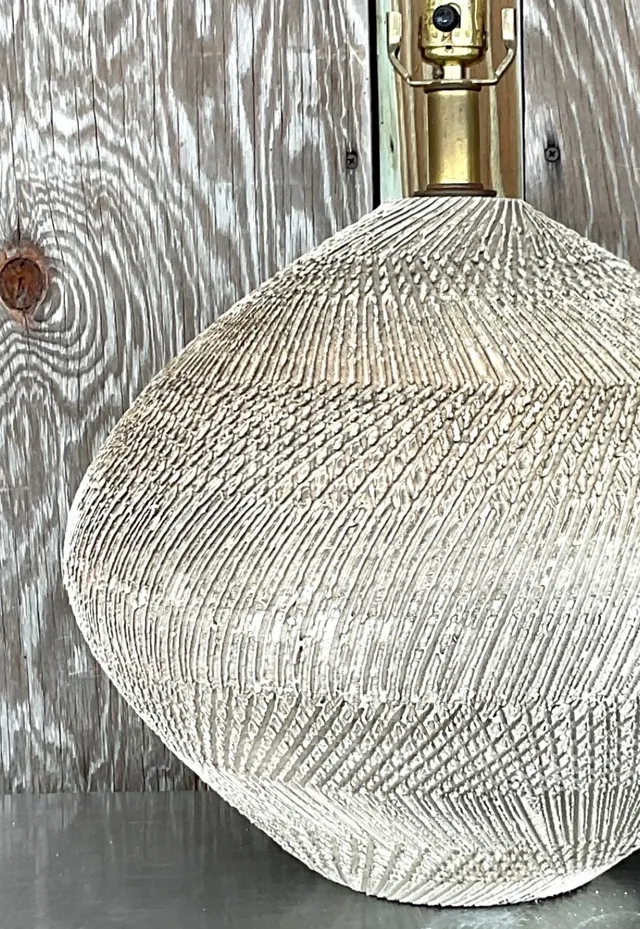 Vintage Scored Ceramic Table Lamp — additional photo 7