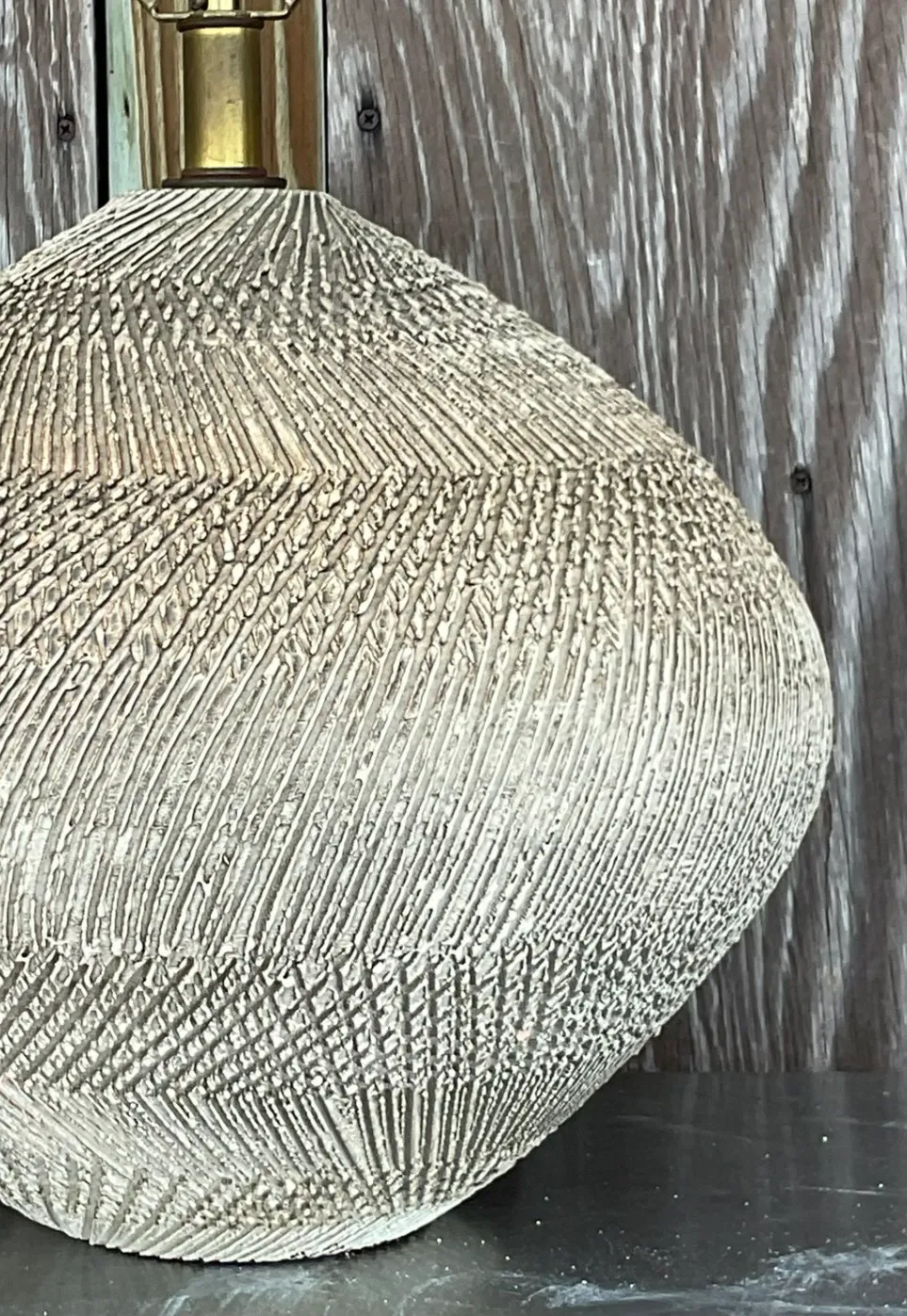 Vintage Scored Ceramic Table Lamp — additional photo 5