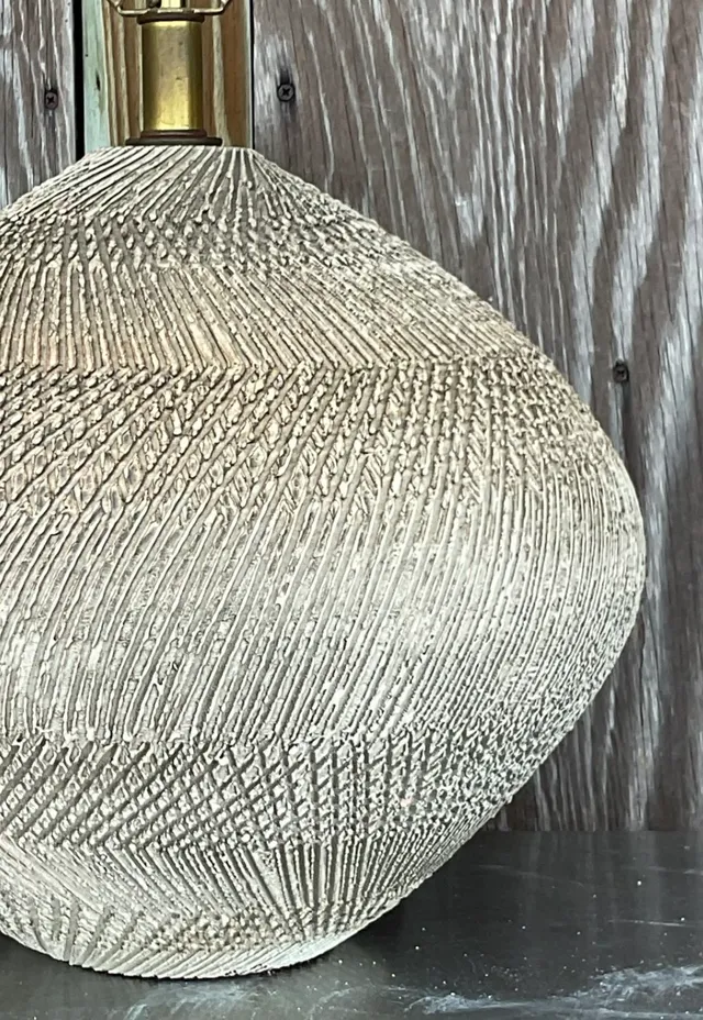 Vintage Scored Ceramic Table Lamp — additional photo 5