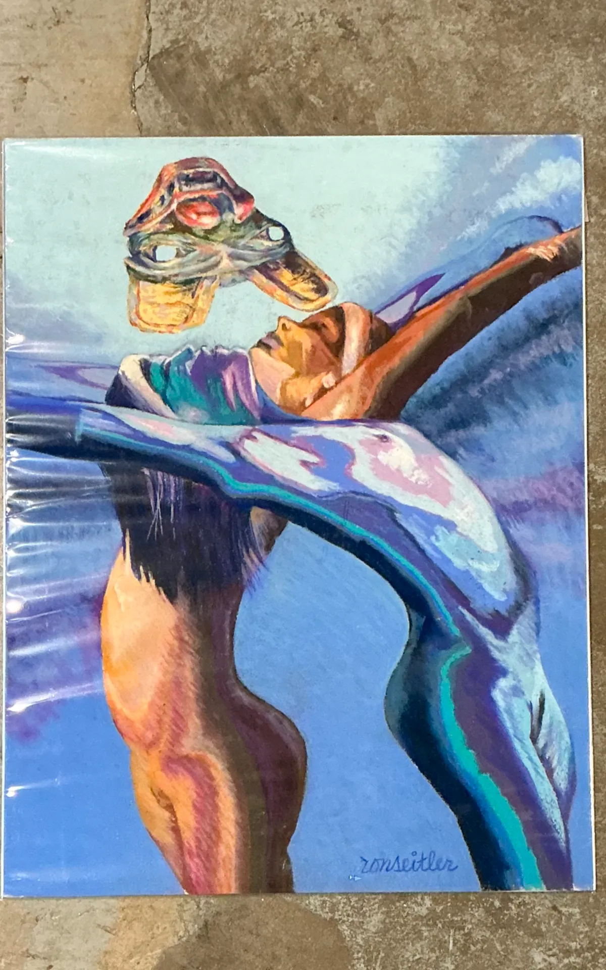 Vintage Ron Seitler  Figurative Oil Crayon Drawing — additional photo 6