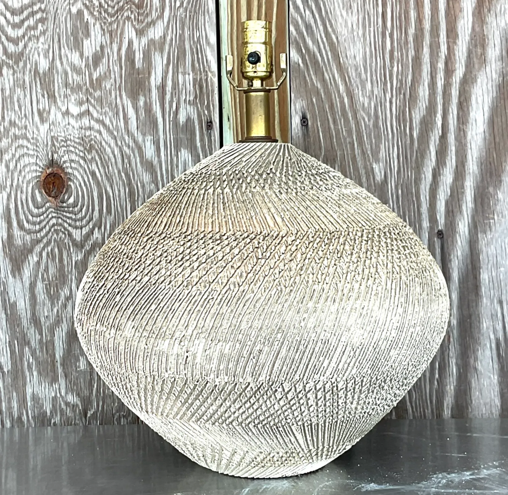 Vintage Scored Ceramic Table Lamp — additional photo 6