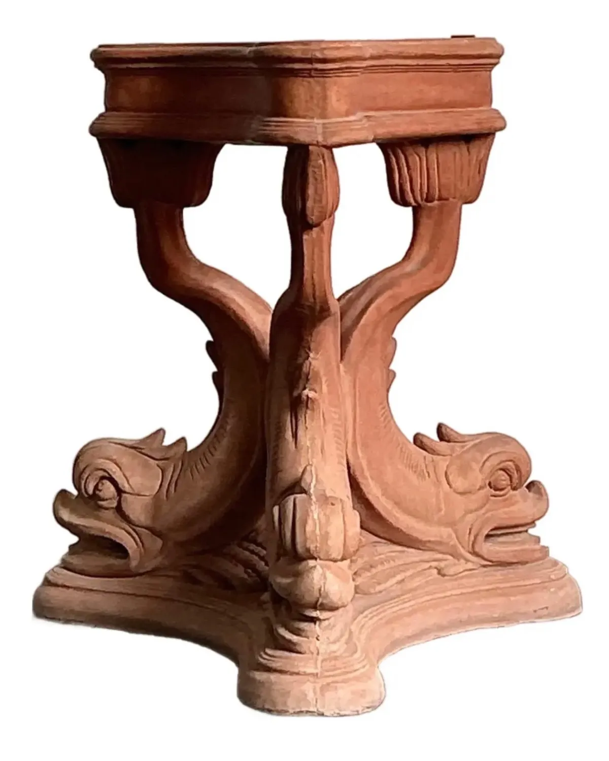 Vintage Cast Concrete Koi Table Pedestal - Side view