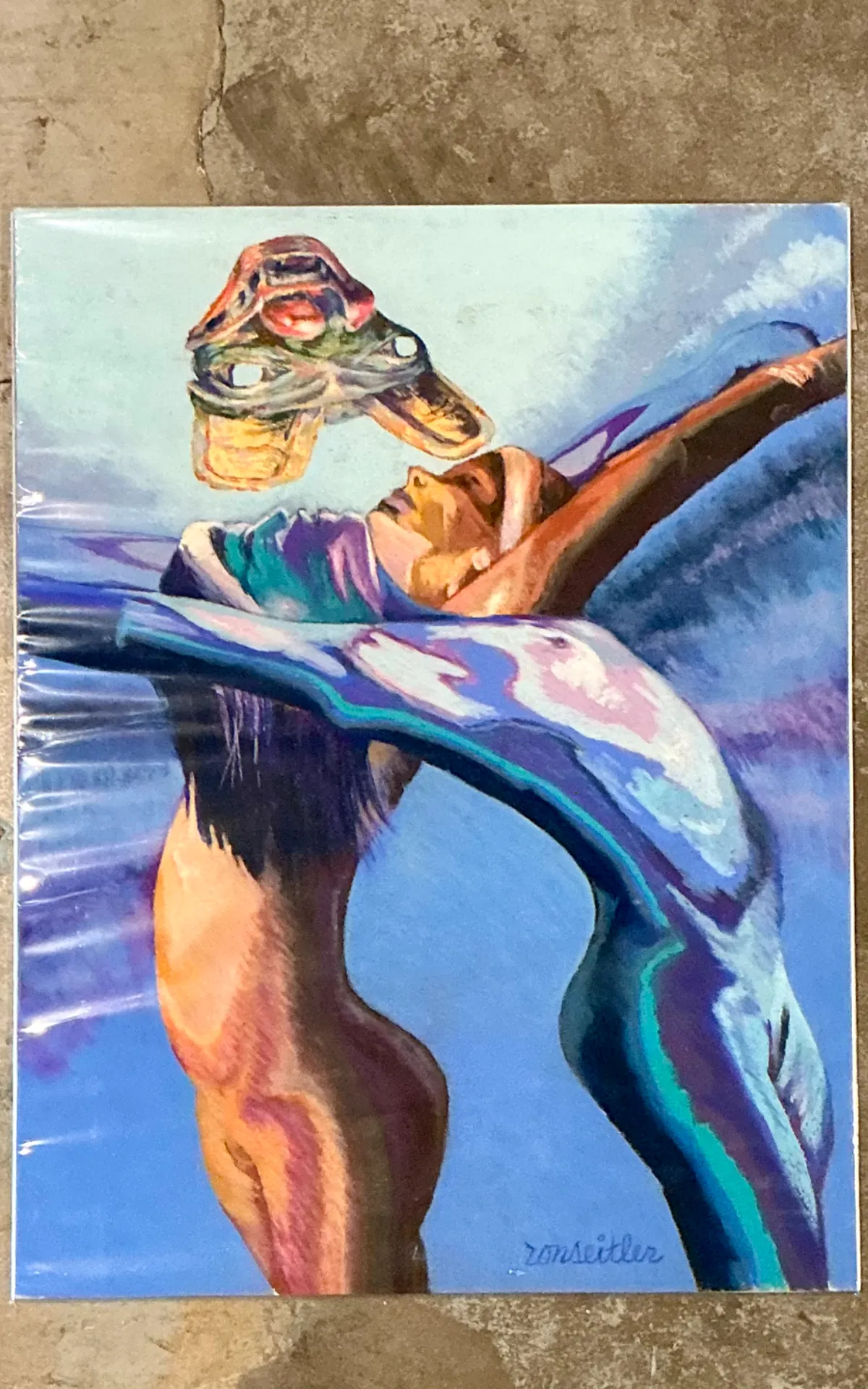 Vintage Ron Seitler  Figurative Oil Crayon Drawing — additional photo 5