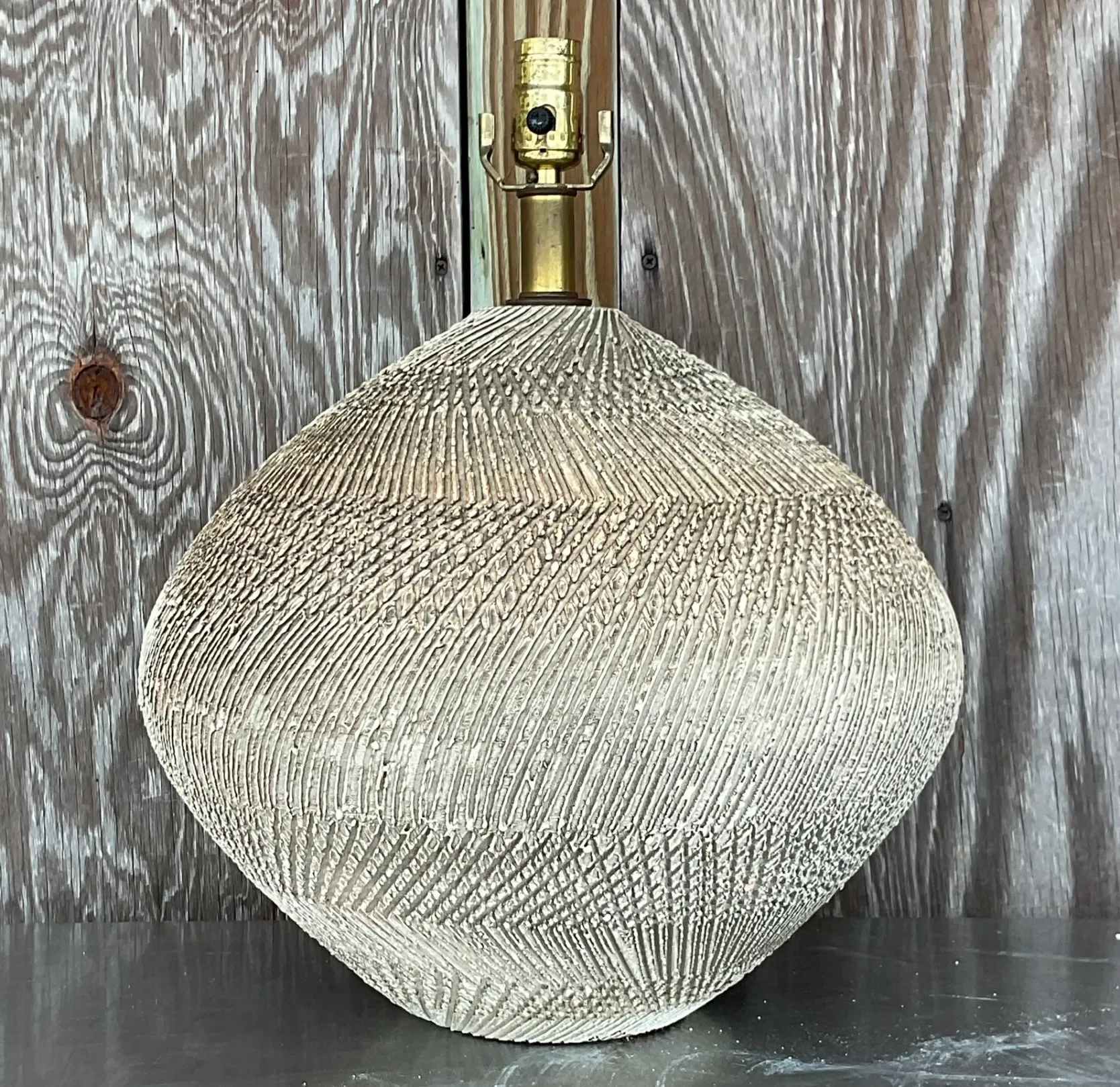 Vintage Scored Ceramic Table Lamp — additional photo 1