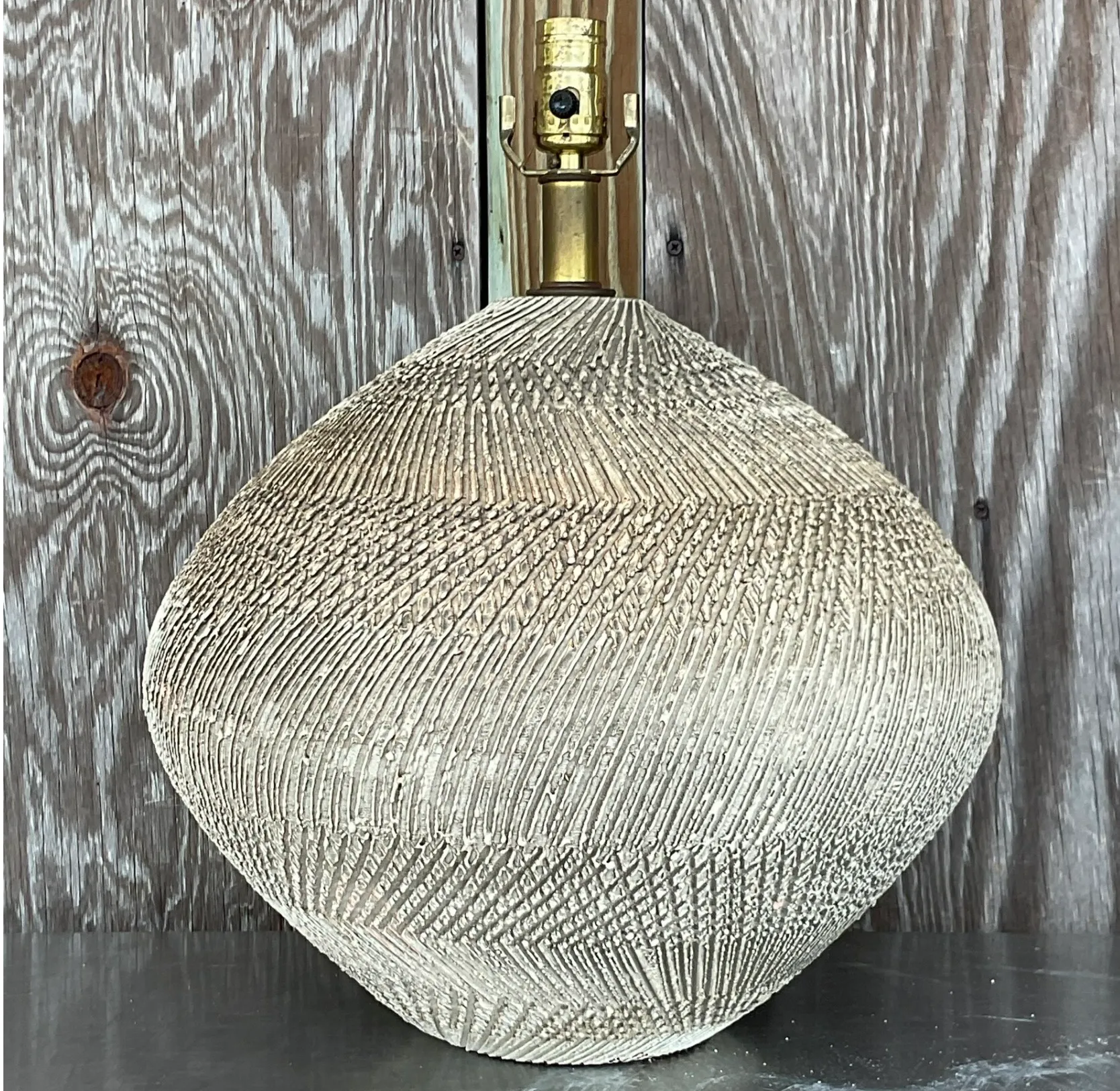 Vintage Scored Ceramic Table Lamp — additional photo 4