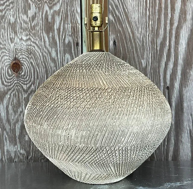 Vintage Scored Ceramic Table Lamp — additional photo 8