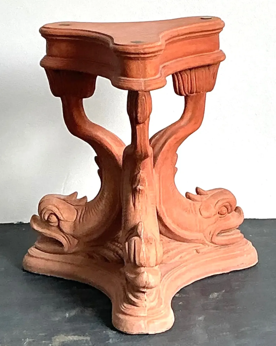 Vintage Cast Concrete Koi Table Pedestal — additional photo 1