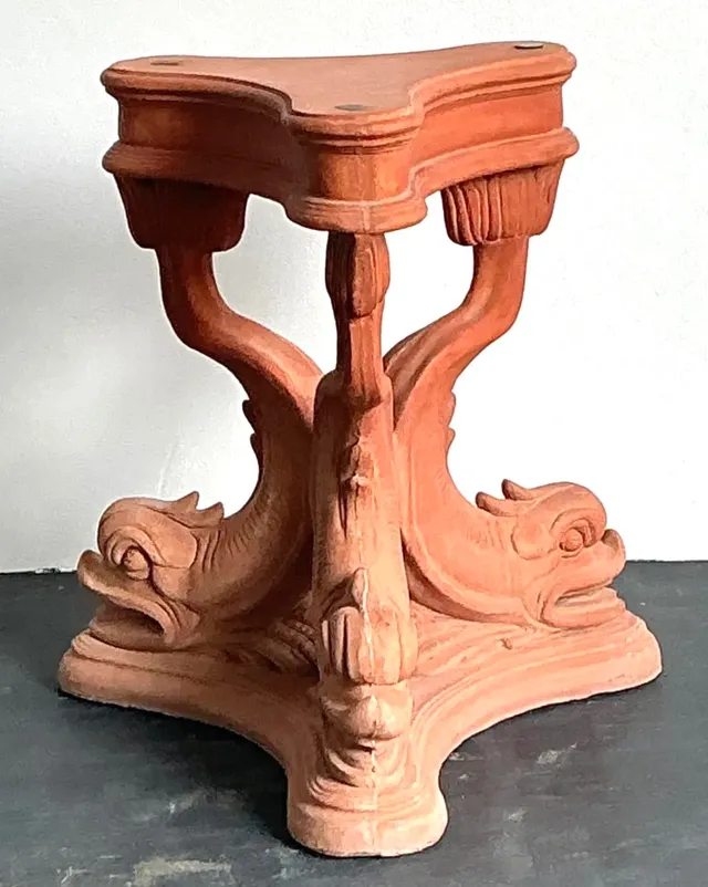 Vintage Cast Concrete Koi Table Pedestal — additional photo 1