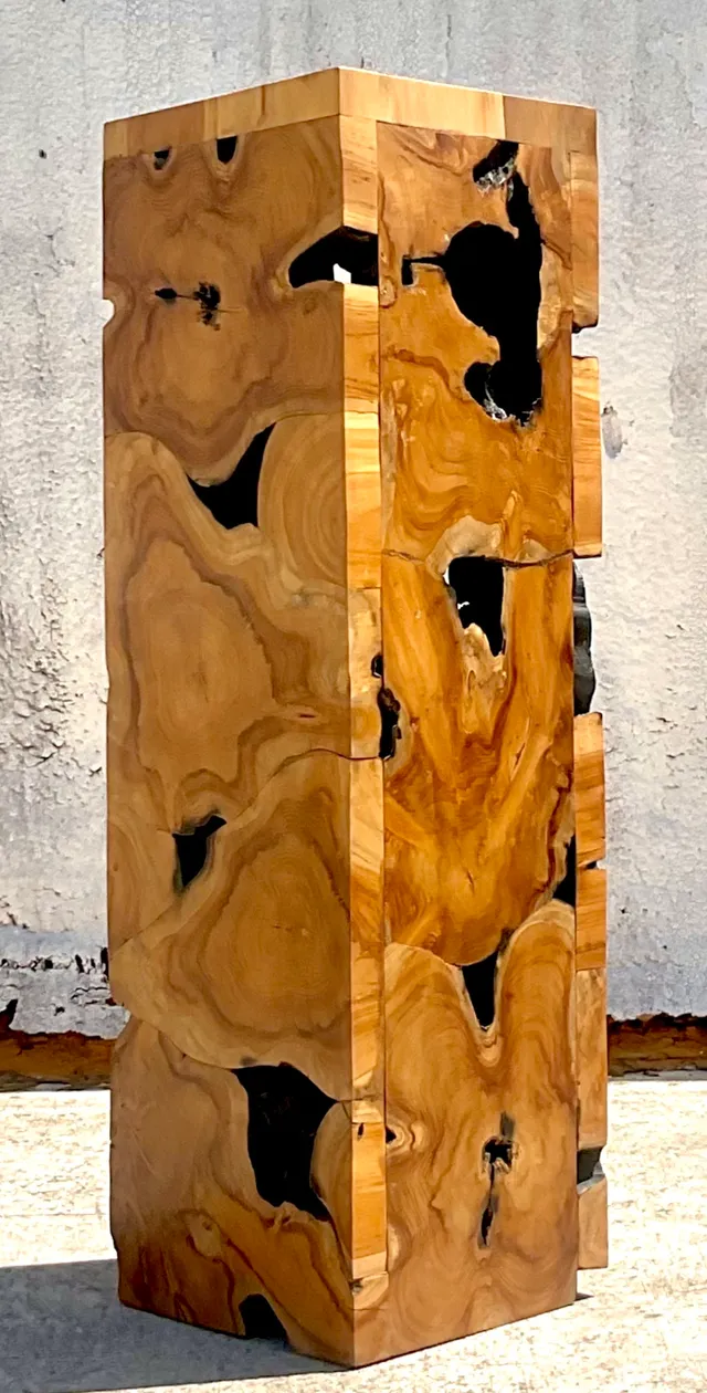 Vintage Slab Burl Wood Pedestal — additional photo 8