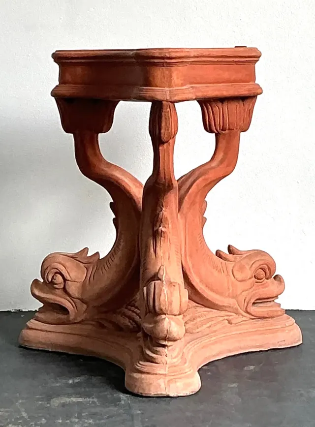 Vintage Cast Concrete Koi Table Pedestal — additional photo 3