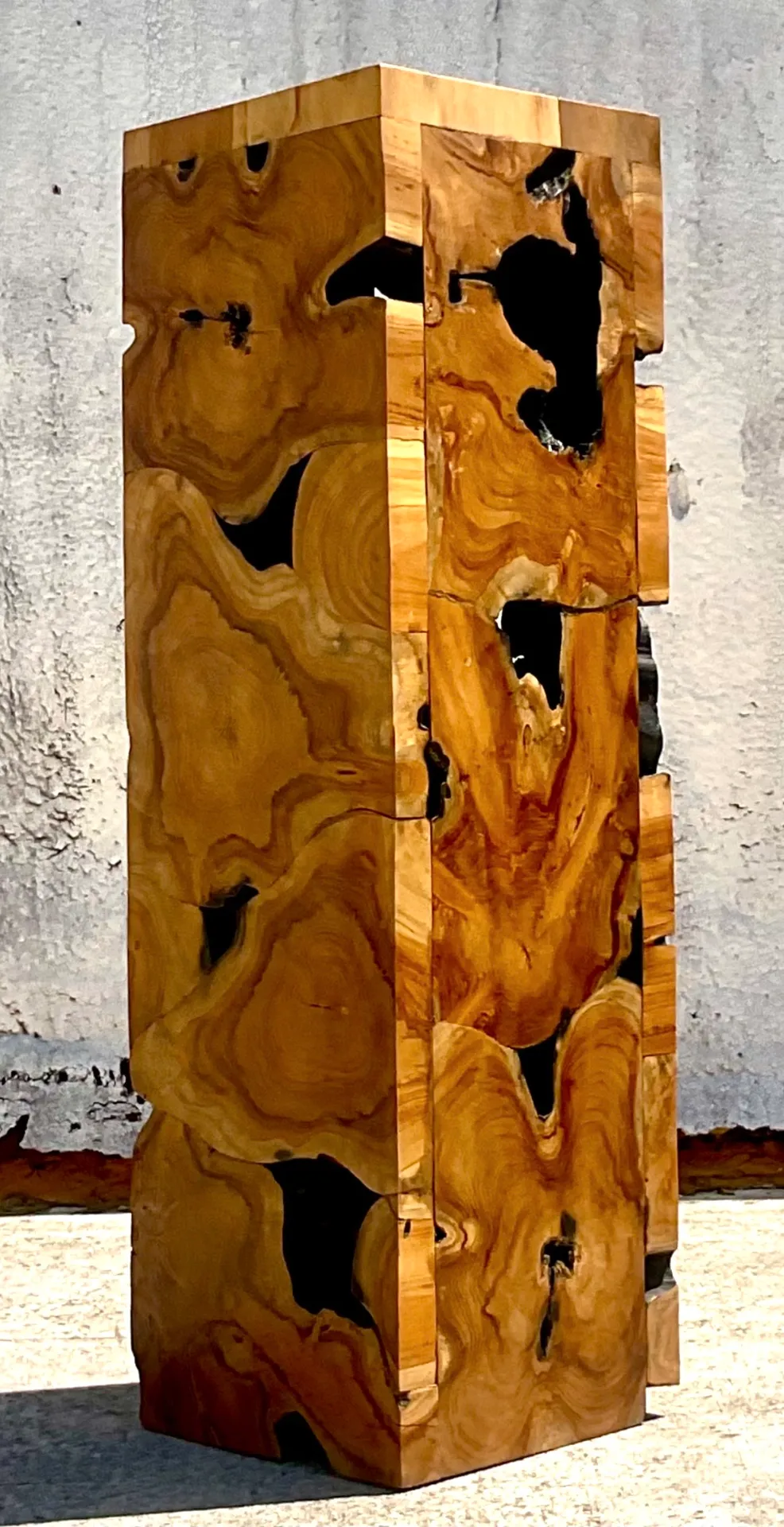 Vintage Slab Burl Wood Pedestal — additional photo 3