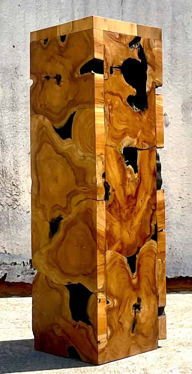 Vintage Slab Burl Wood Pedestal — additional photo 3
