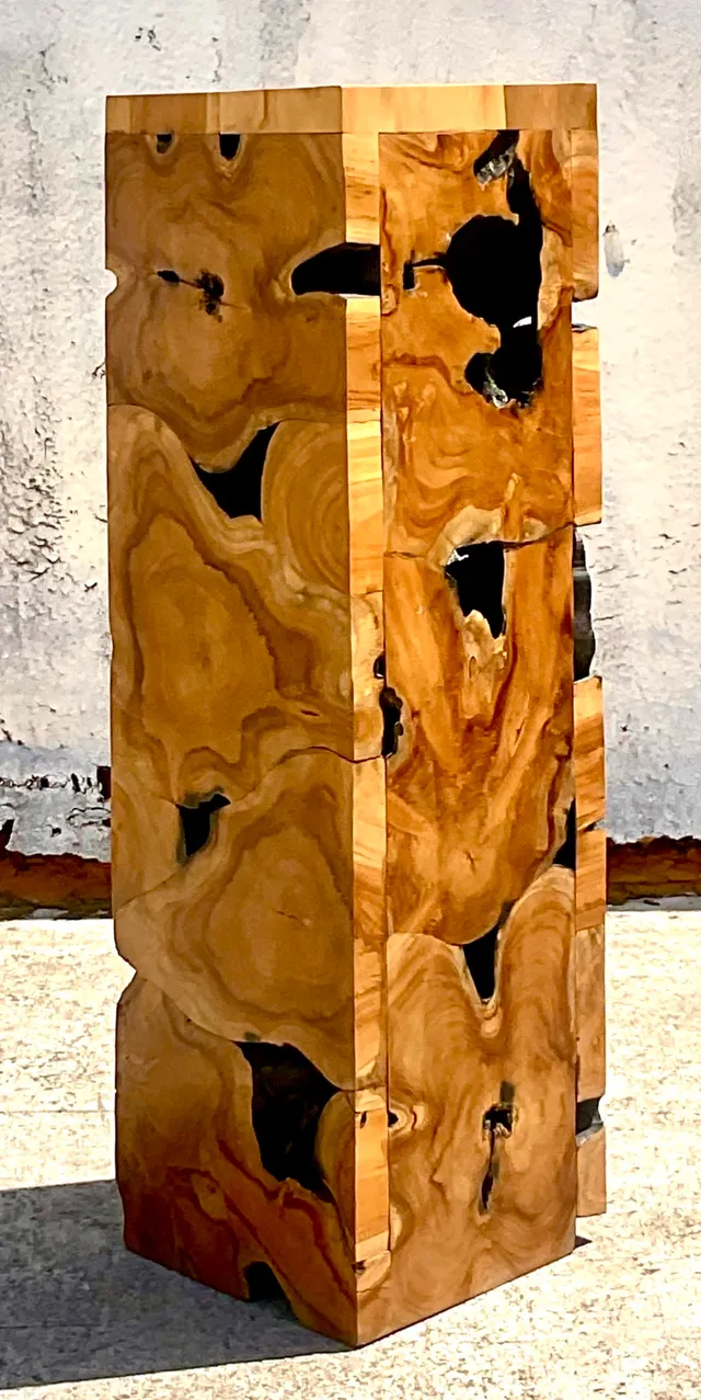 Vintage Slab Burl Wood Pedestal — additional photo 7