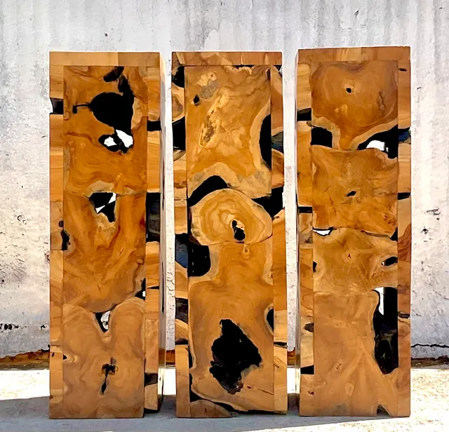 Vintage Slab Burl Wood Pedestal — additional photo 6