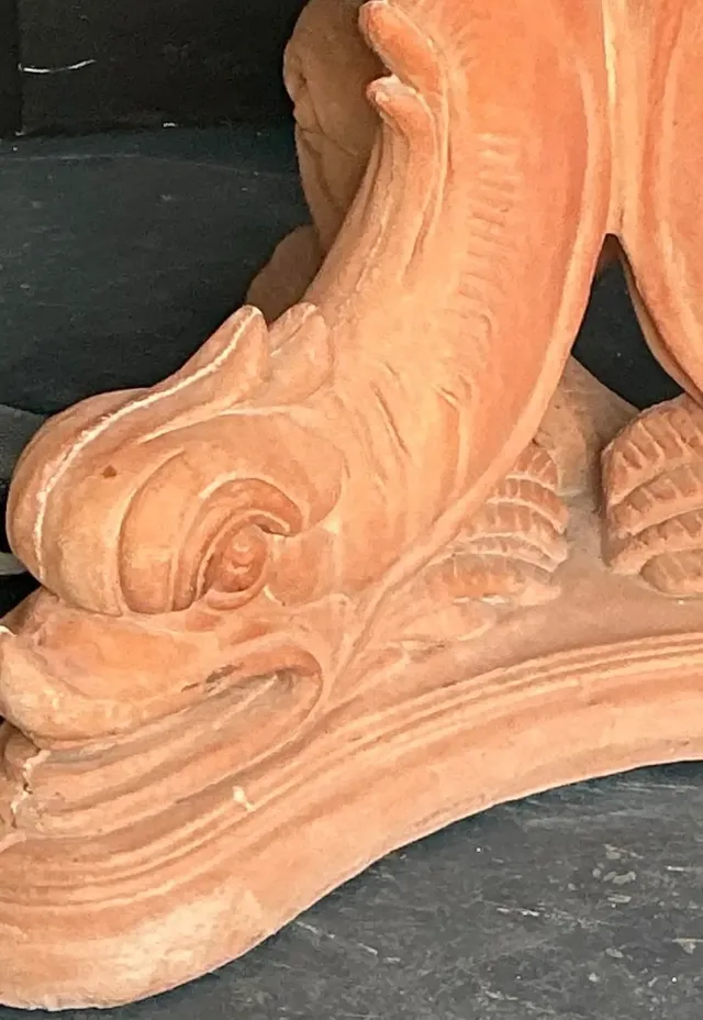 Vintage Cast Concrete Koi Table Pedestal — additional photo 4