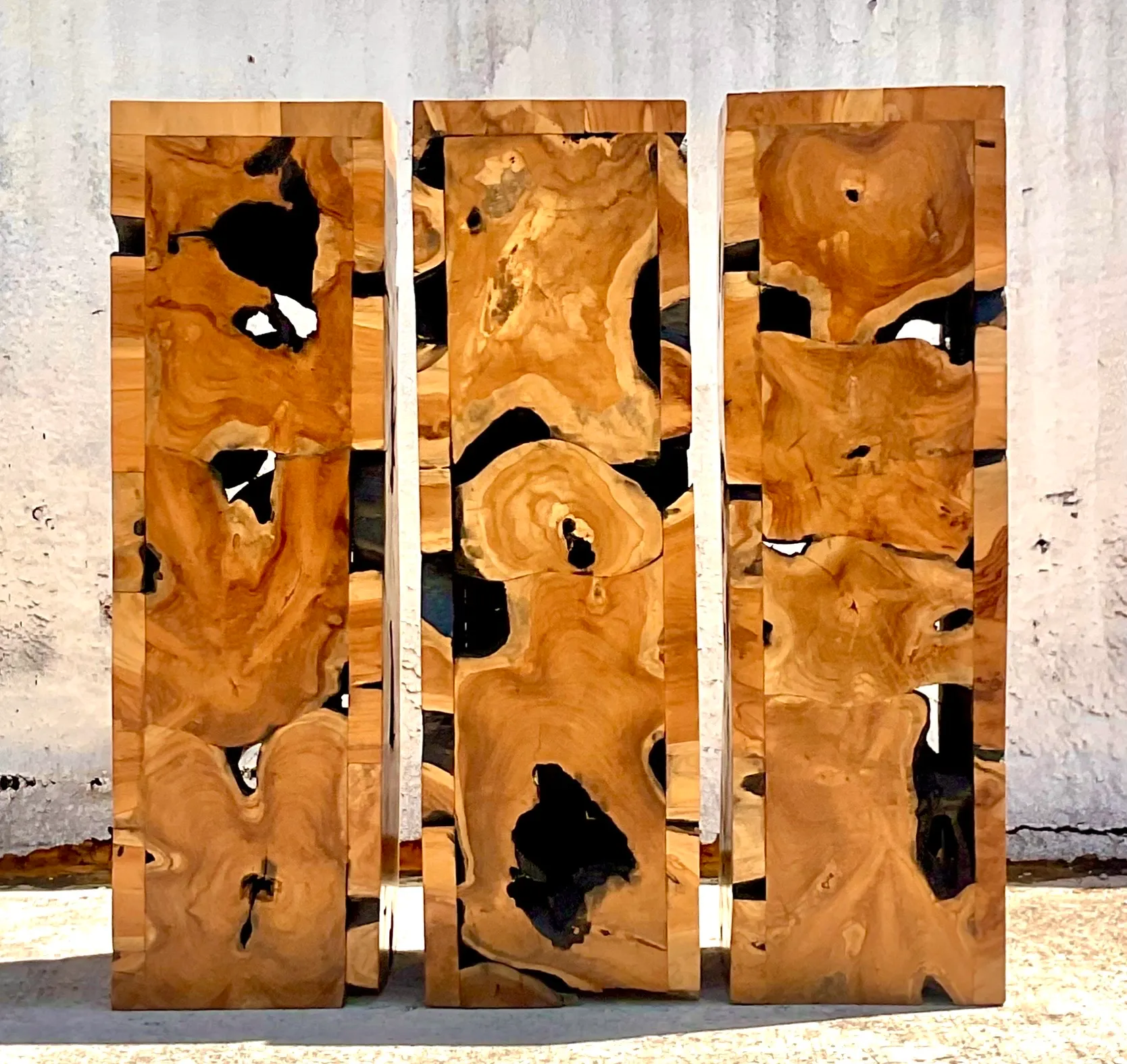 Vintage Slab Burl Wood Pedestal — additional photo 4