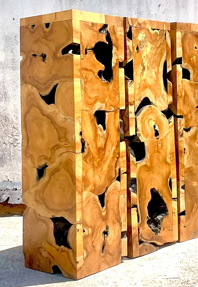 Vintage Slab Burl Wood Pedestal — additional photo 2