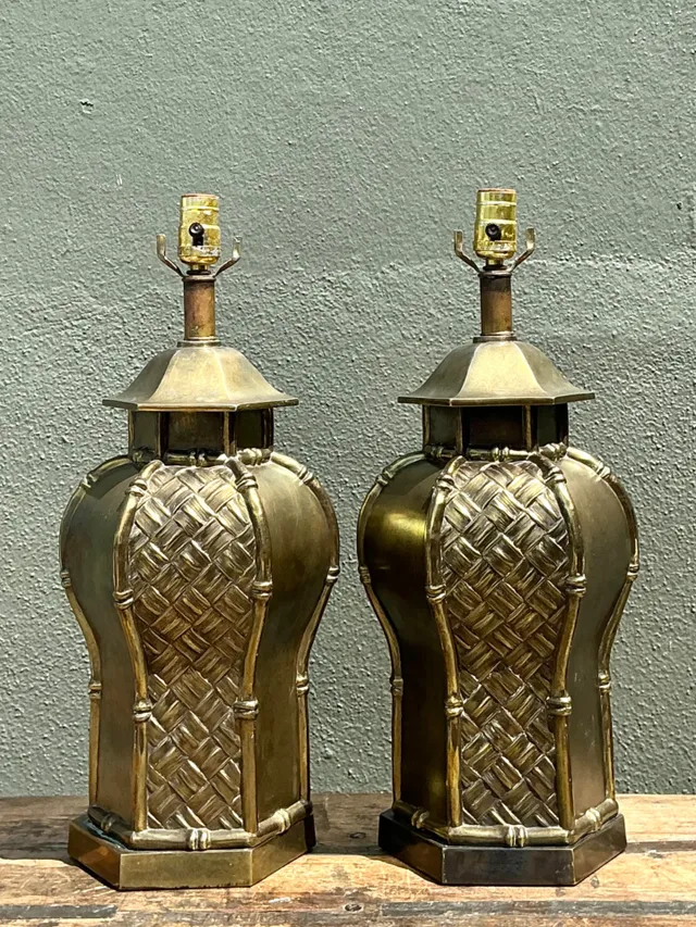 Vintage Brass Bamboo Motif Lamps - A Pair — additional photo 2