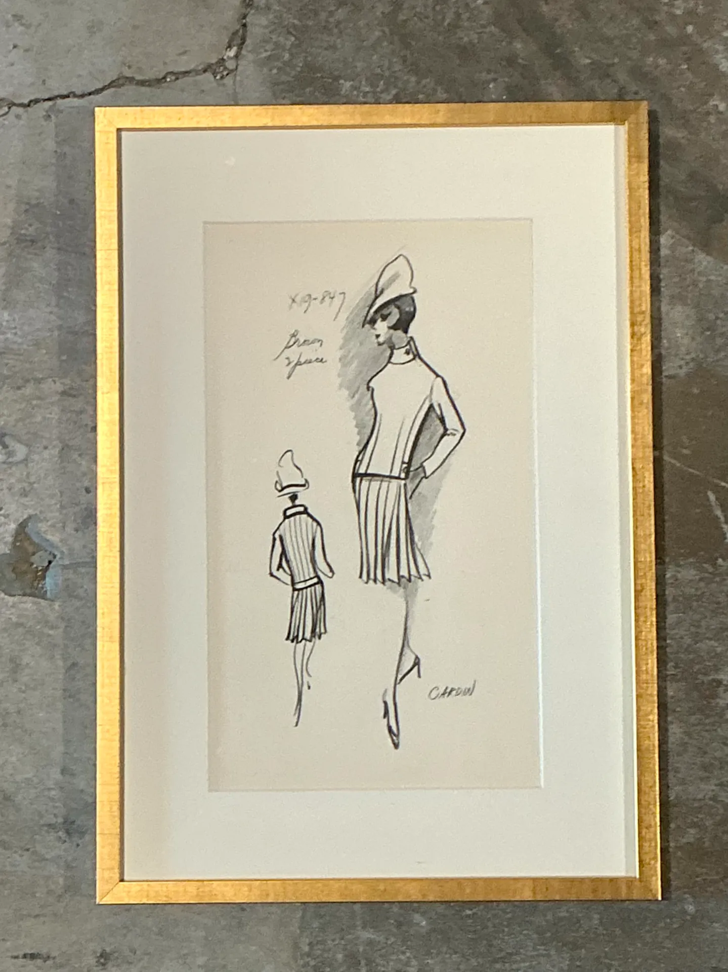 Vintage Pierre Cardin Fashion Sketch — additional photo 1