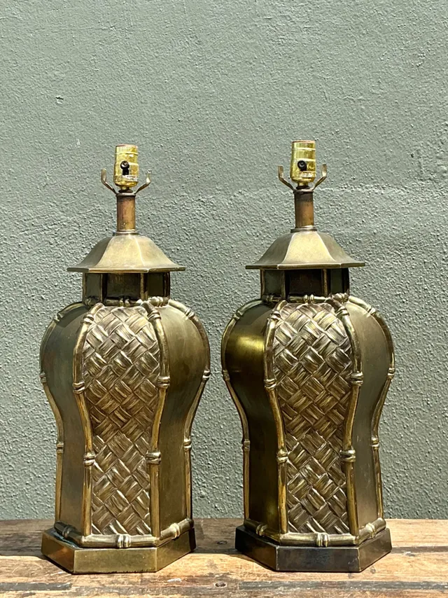 Vintage Brass Bamboo Motif Lamps - A Pair — additional photo 7