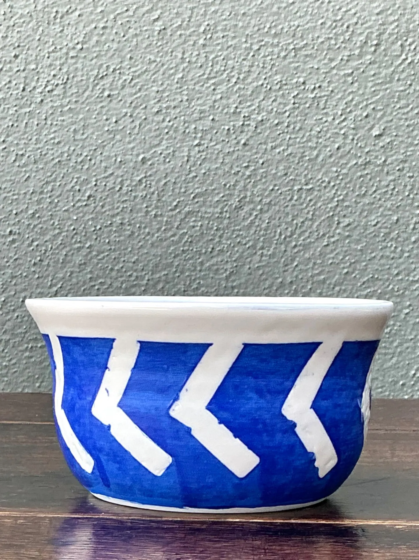 Hand-Painted Blue Geometric Ceramic Bowl — additional photo 3