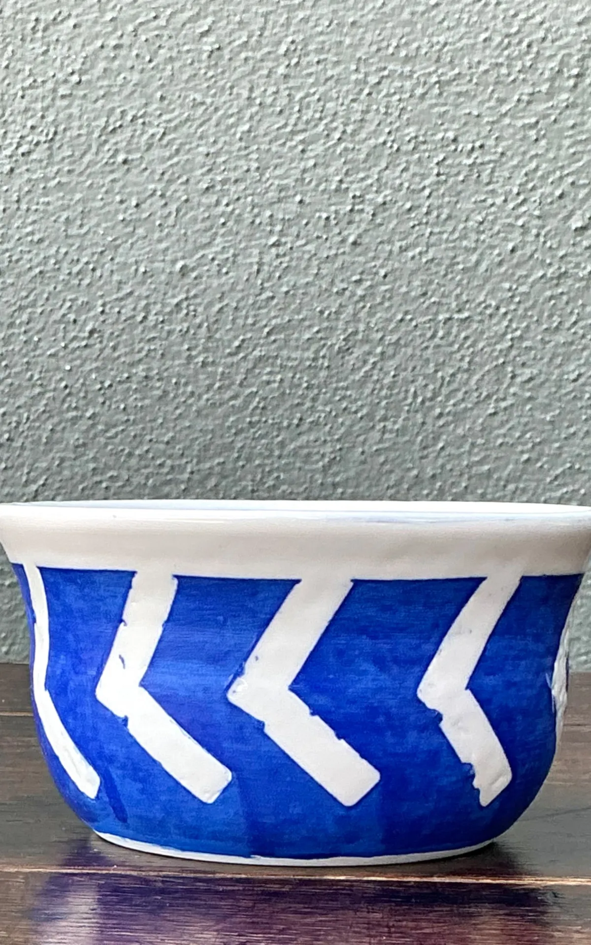 Hand-Painted Blue Geometric Ceramic Bowl — additional photo 3