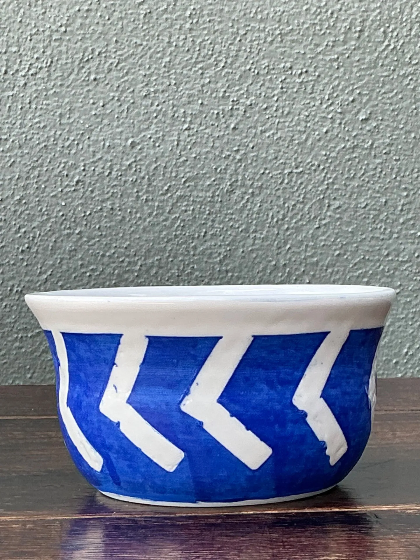 Hand-Painted Blue Geometric Ceramic Bowl — additional photo 6
