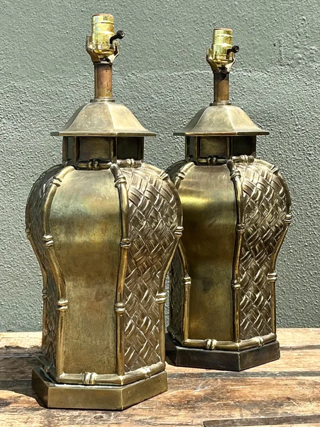 Vintage Brass Bamboo Motif Lamps - A Pair — additional photo 5