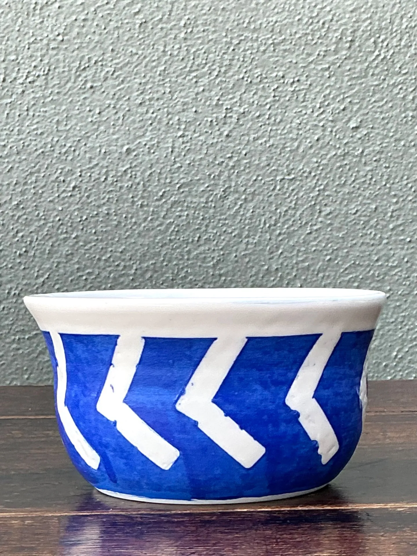Hand-Painted Blue Geometric Ceramic Bowl — additional photo 7