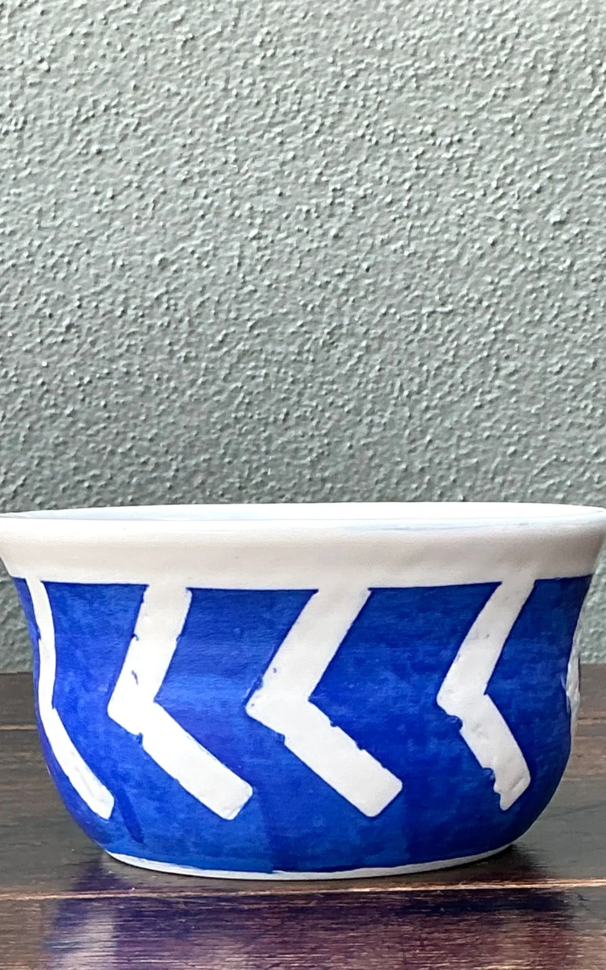 Hand-Painted Blue Geometric Ceramic Bowl — additional photo 7