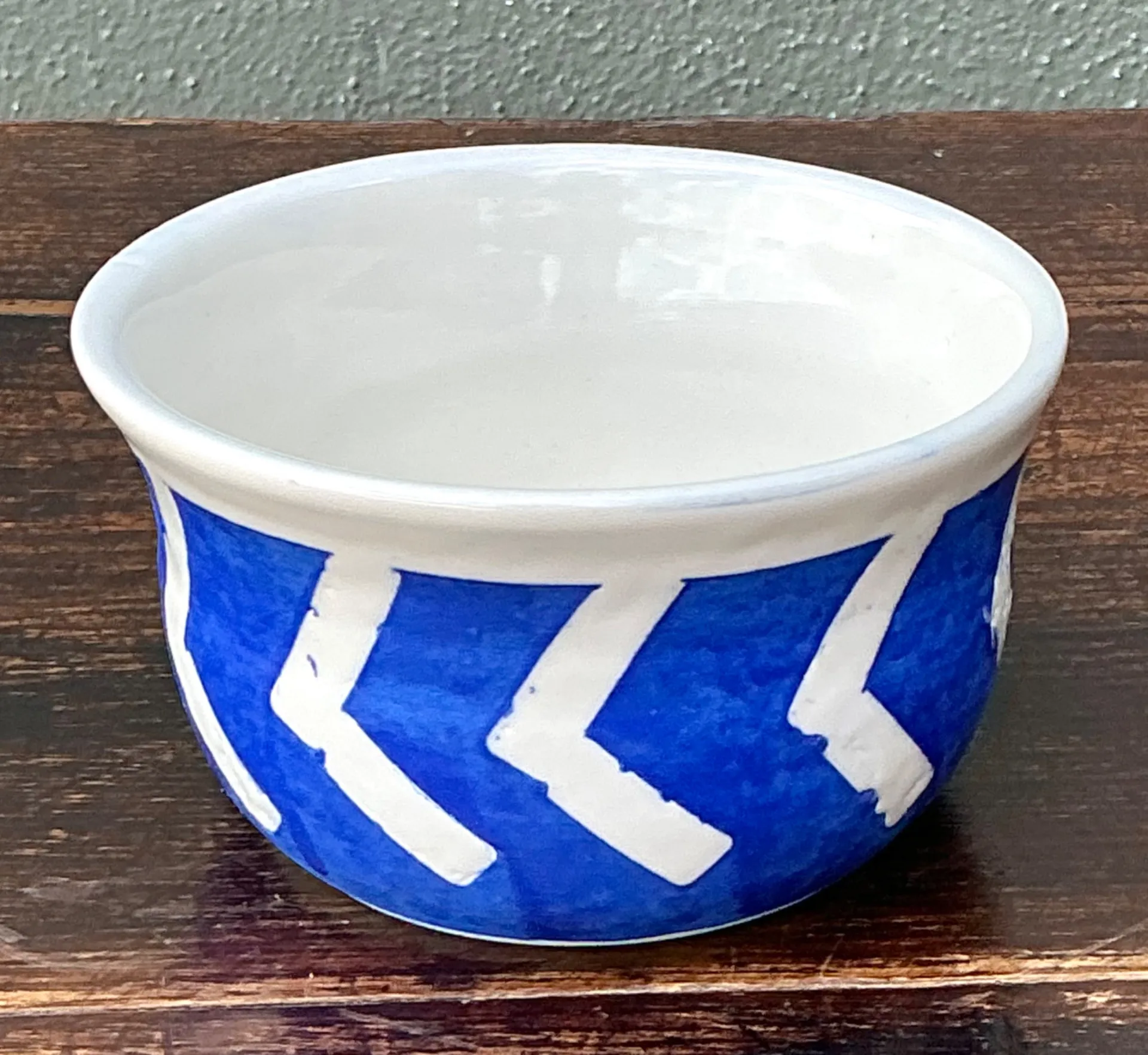 Hand-Painted Blue Geometric Ceramic Bowl — additional photo 5