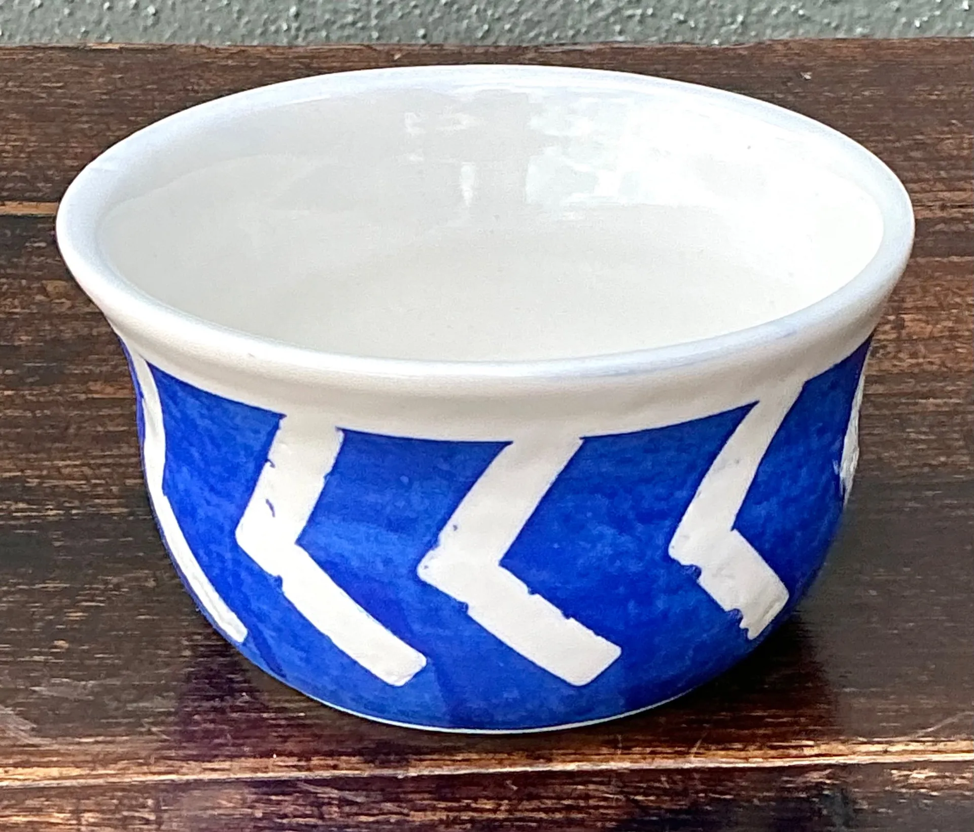 Hand-Painted Blue Geometric Ceramic Bowl — additional photo 2