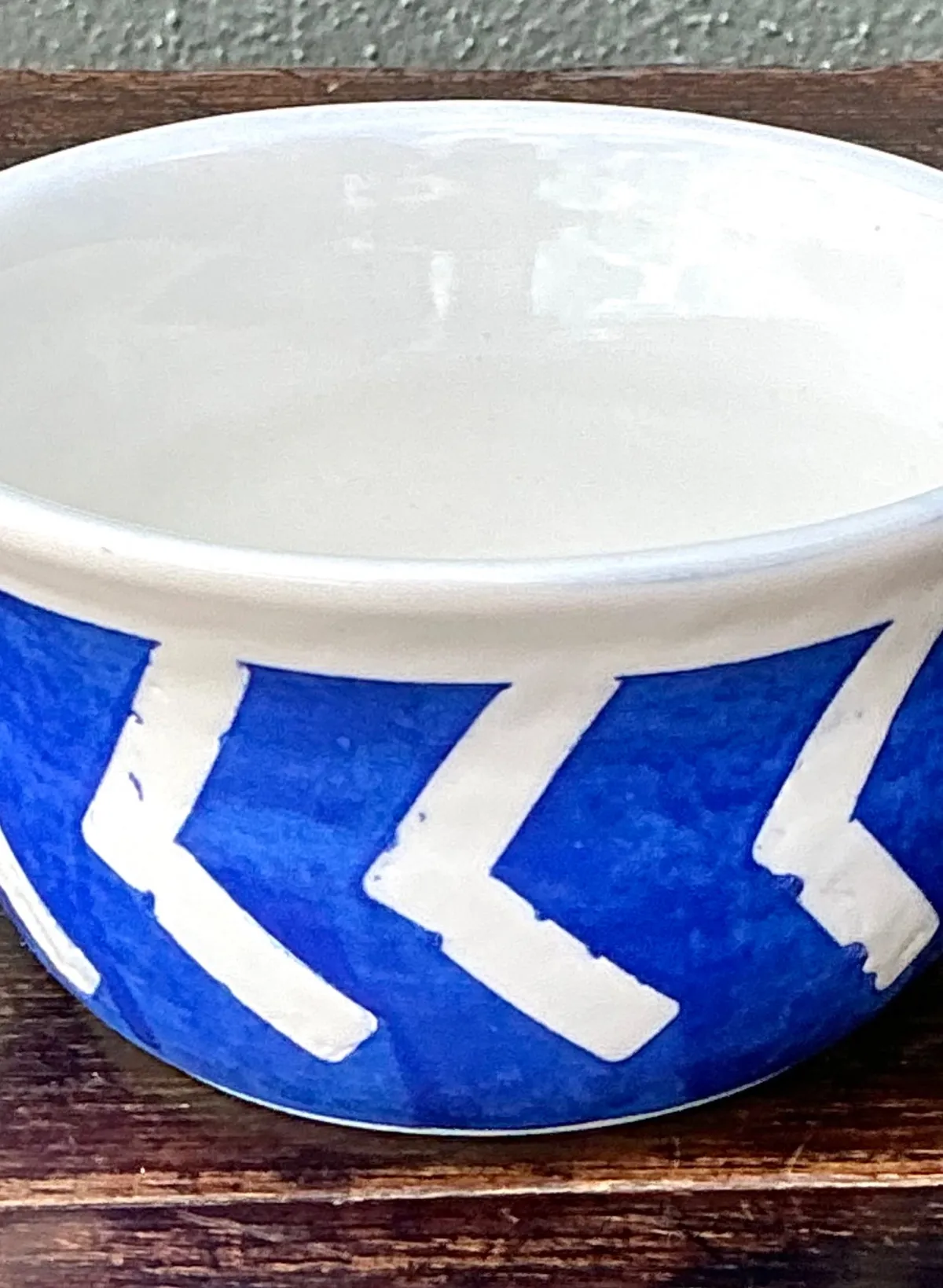 Hand-Painted Blue Geometric Ceramic Bowl — additional photo 2
