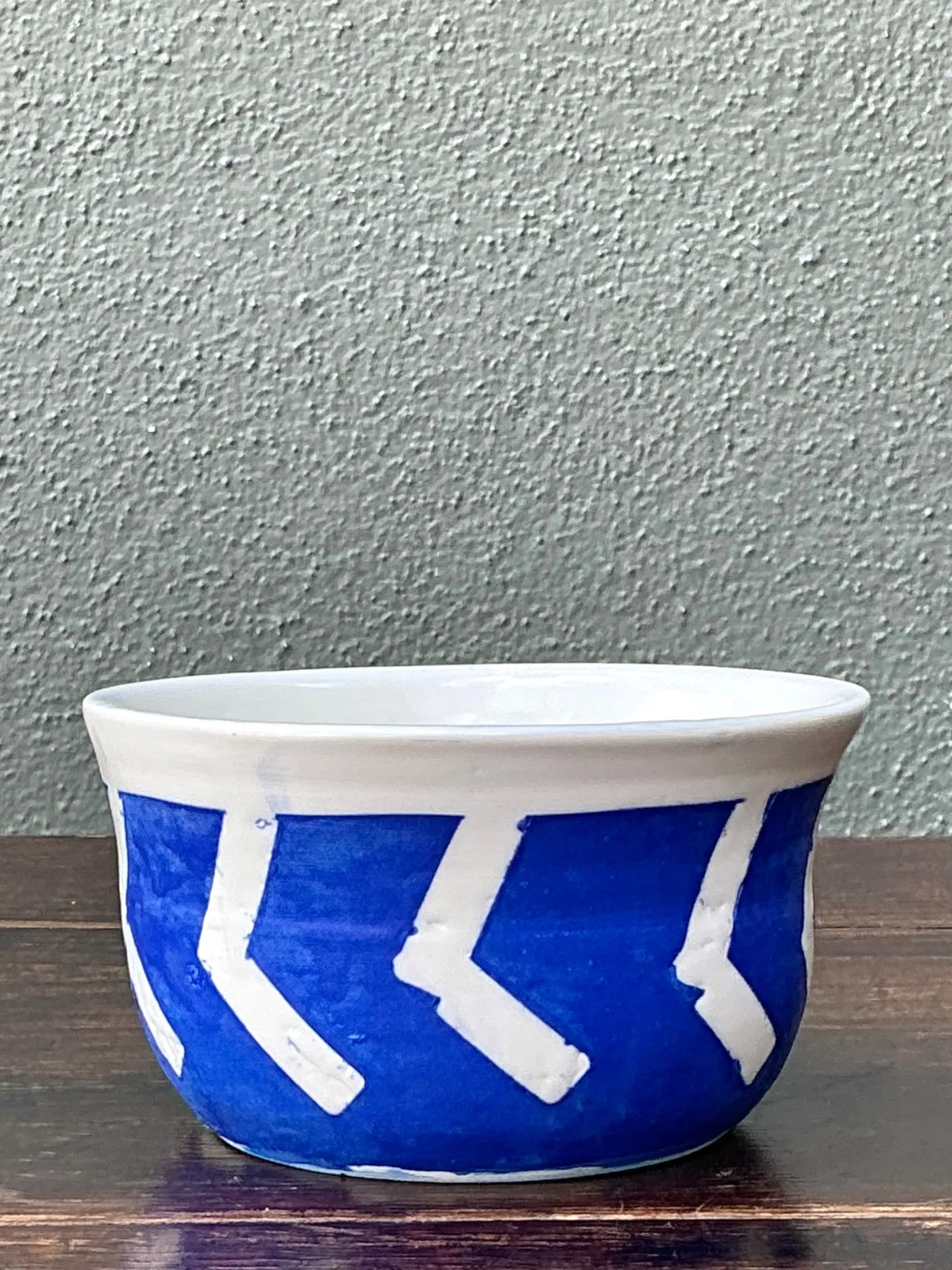 Hand-Painted Blue Geometric Ceramic Bowl — additional photo 4