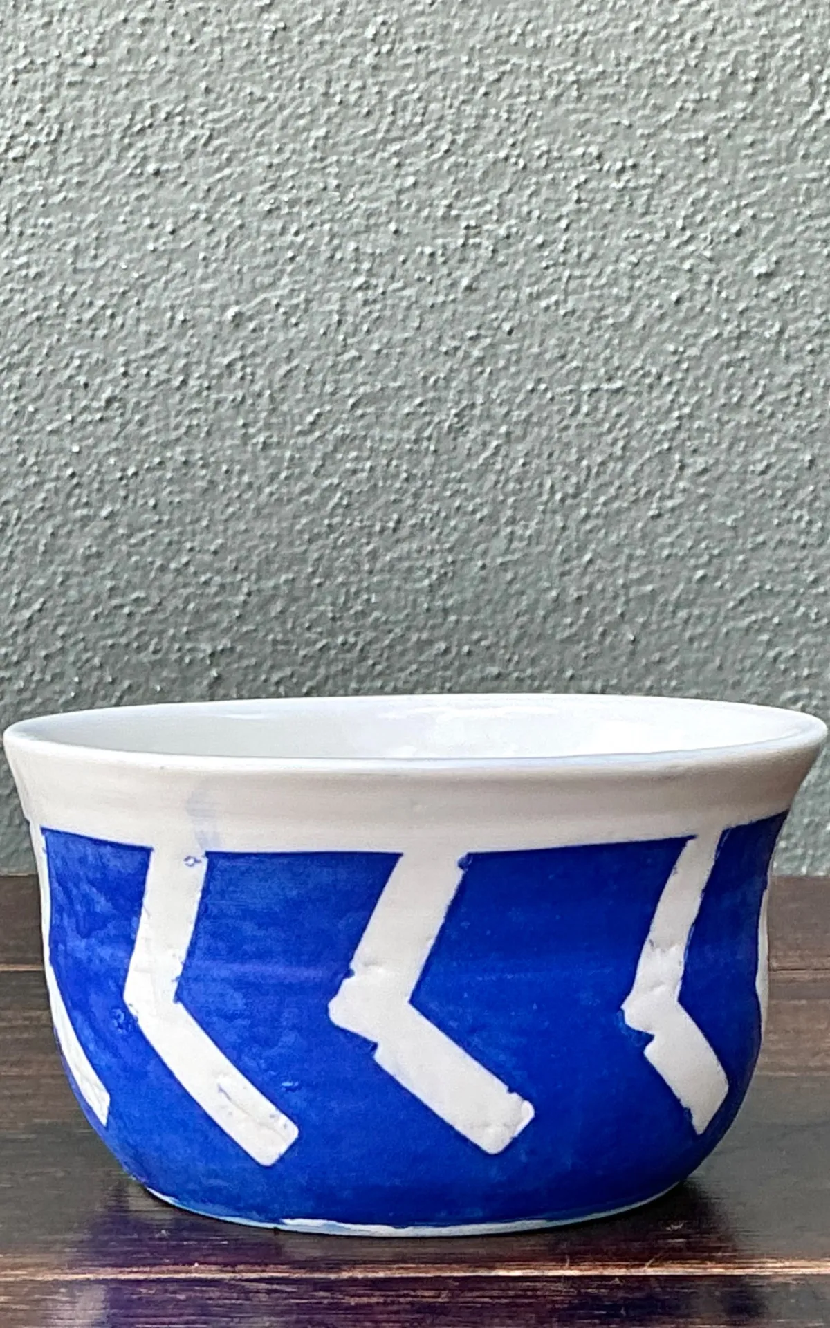 Hand-Painted Blue Geometric Ceramic Bowl — additional photo 4
