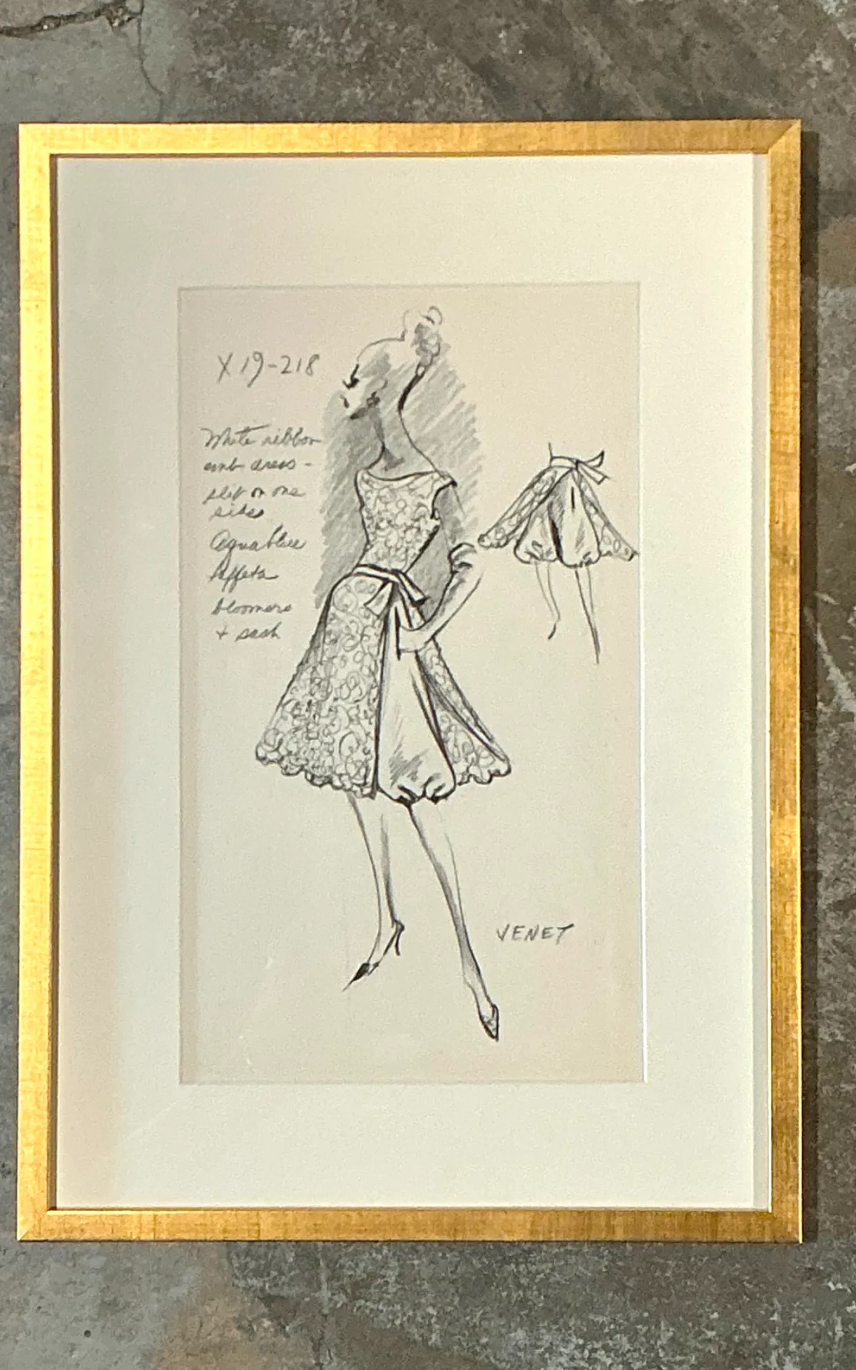 Vintage Framed Phillipe Venet Fashion Illustration — additional photo 8