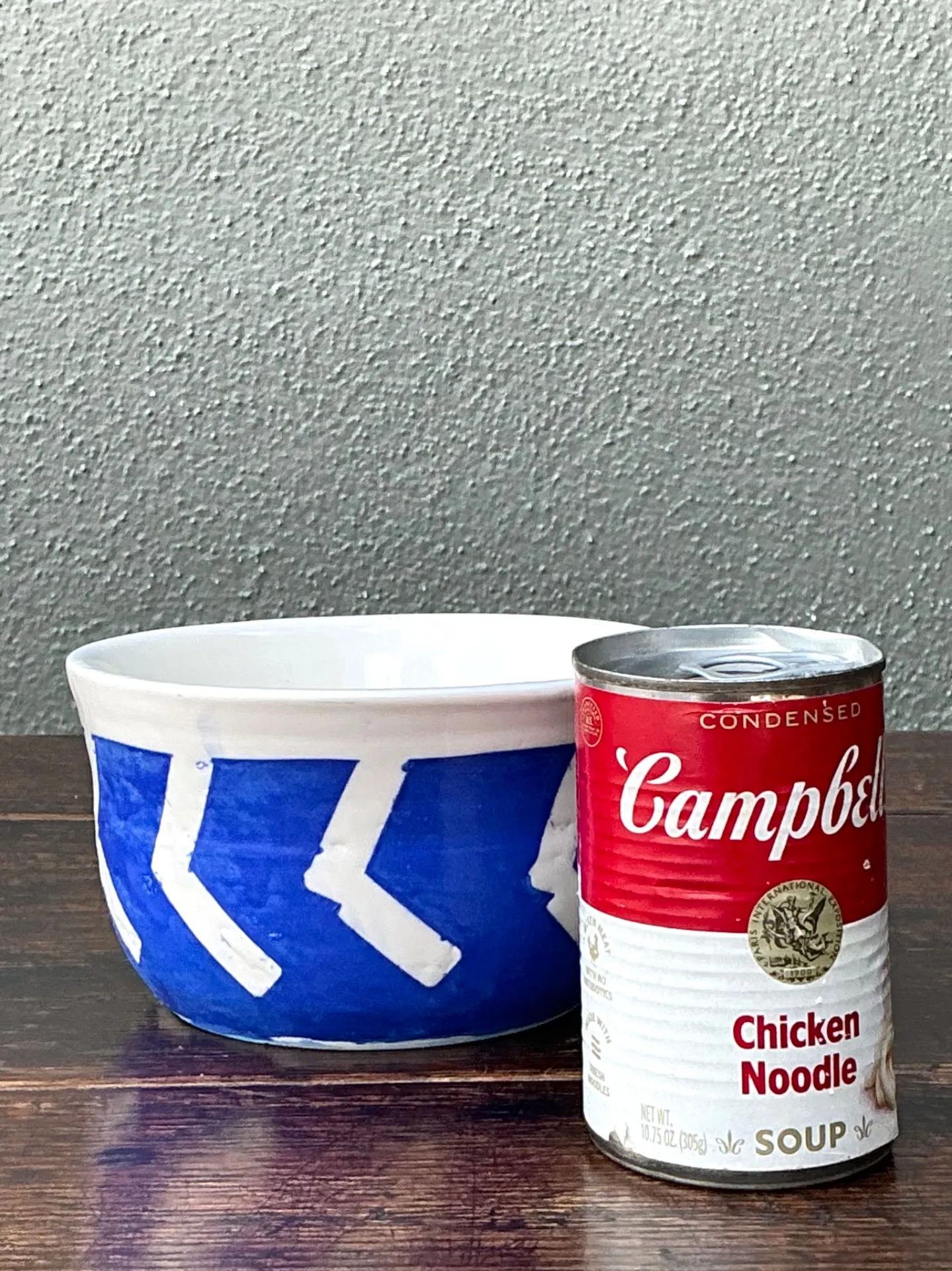 Hand-Painted Blue Geometric Ceramic Bowl — additional photo 1