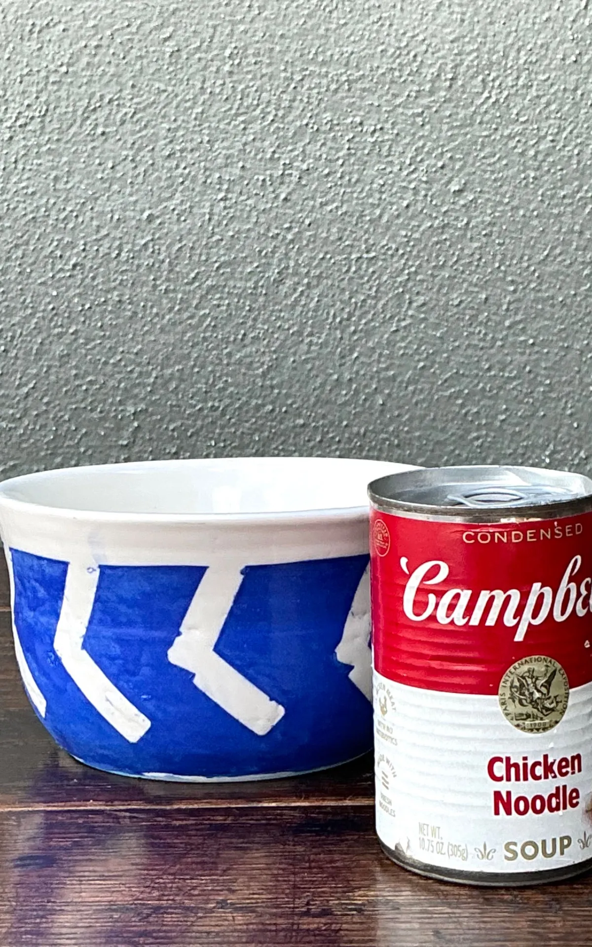 Hand-Painted Blue Geometric Ceramic Bowl