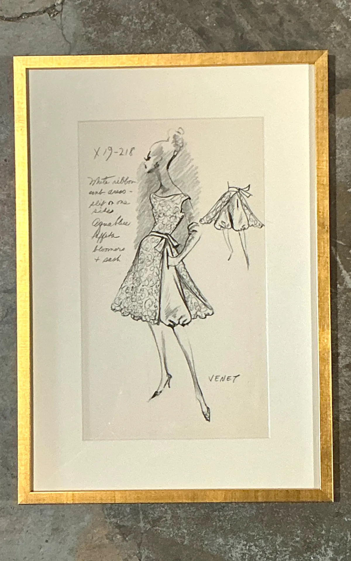 Vintage Framed Phillipe Venet Fashion Illustration — additional photo 5