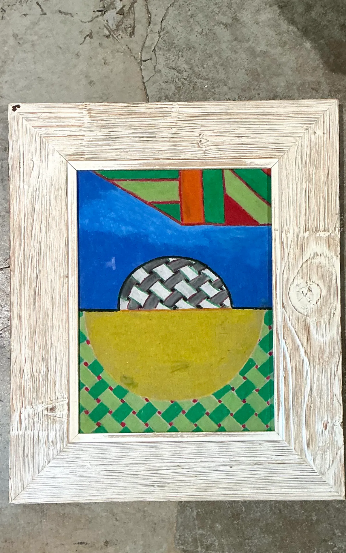 Vintage Geometric Abstract Oil Crayon Drawing — additional photo 5