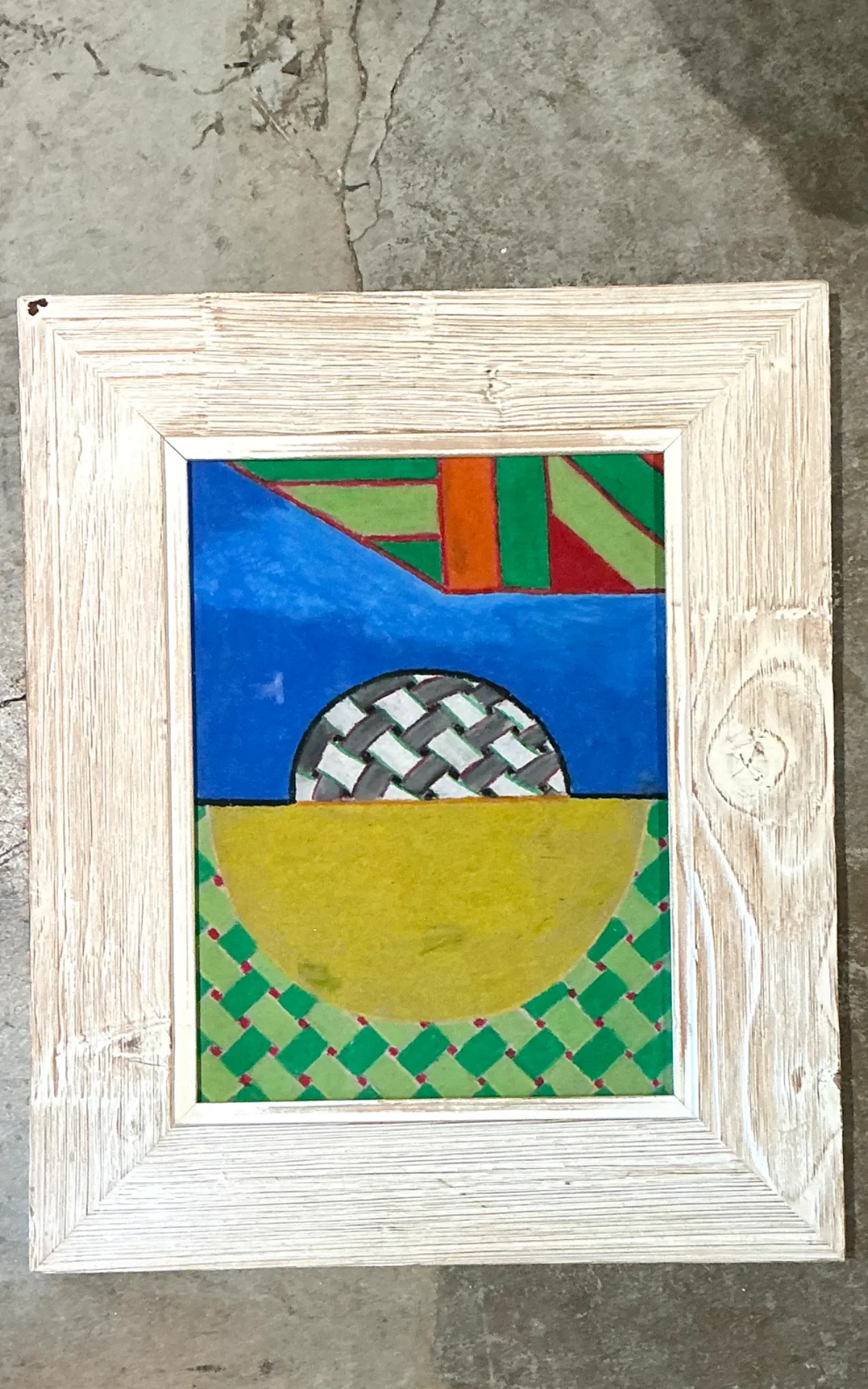 Vintage Geometric Abstract Oil Crayon Drawing — additional photo 7
