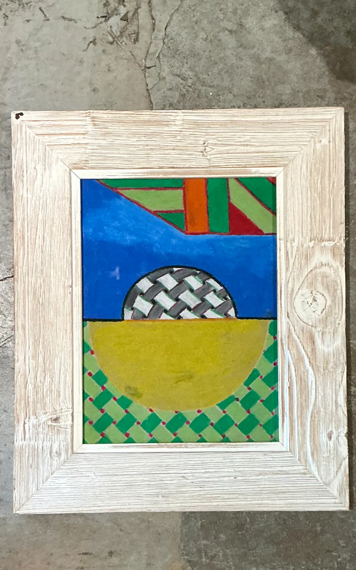 Vintage Geometric Abstract Oil Crayon Drawing — additional photo 8