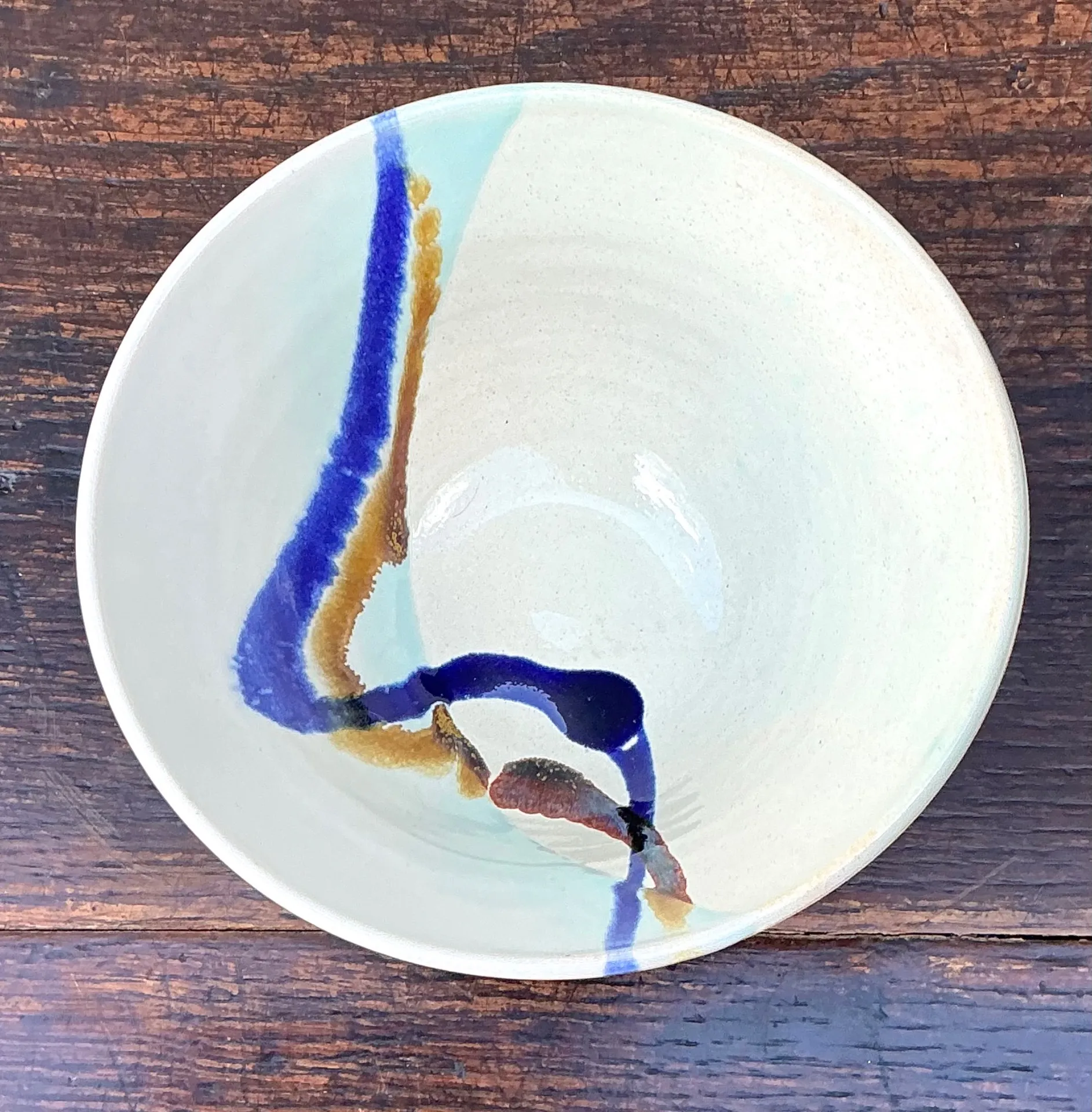 Handcrafted Abstract Glazed Ceramic Bowl — additional photo 6
