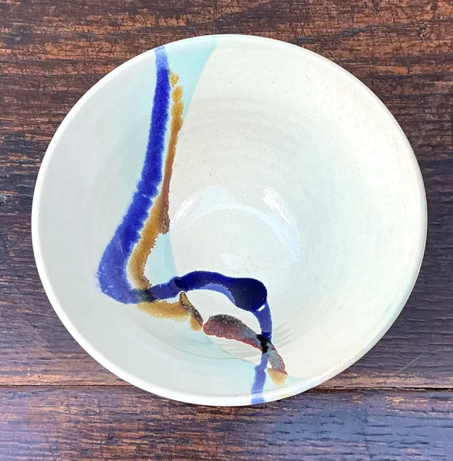 Handcrafted Abstract Glazed Ceramic Bowl — additional photo 6