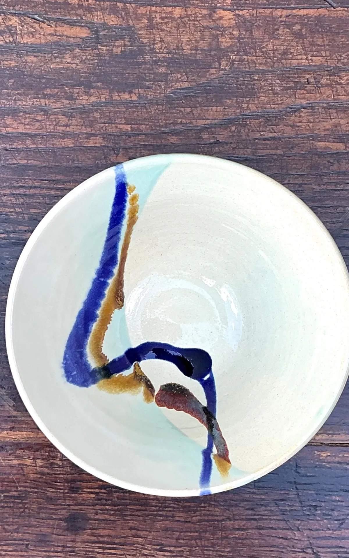 Handcrafted Abstract Glazed Ceramic Bowl — additional photo 2