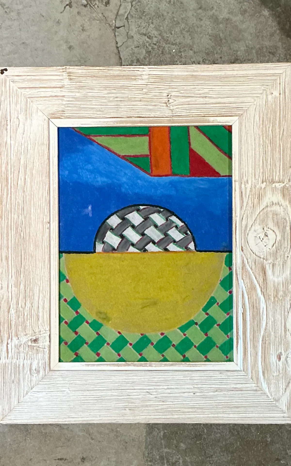 Vintage Geometric Abstract Oil Crayon Drawing — additional photo 6
